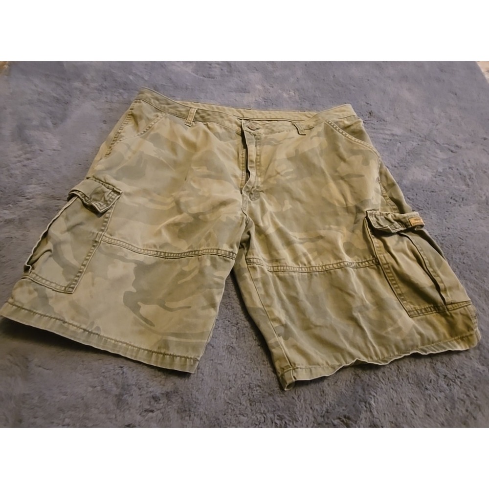 Wrangler Camo Cargo Shorts Mens 40 Beige 9" Inseam Baggy Outdoor Work Wear 40